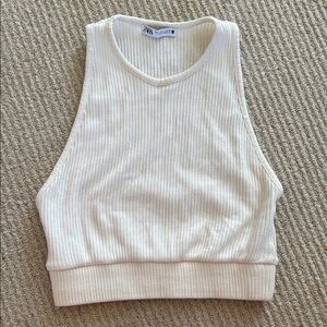 Zara Cream Ribbed Women's Top